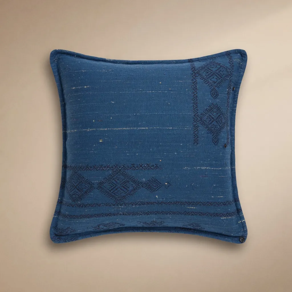 Cactus Silk Pillow Cover Indigo — textiles in Cactus silk (sabra)