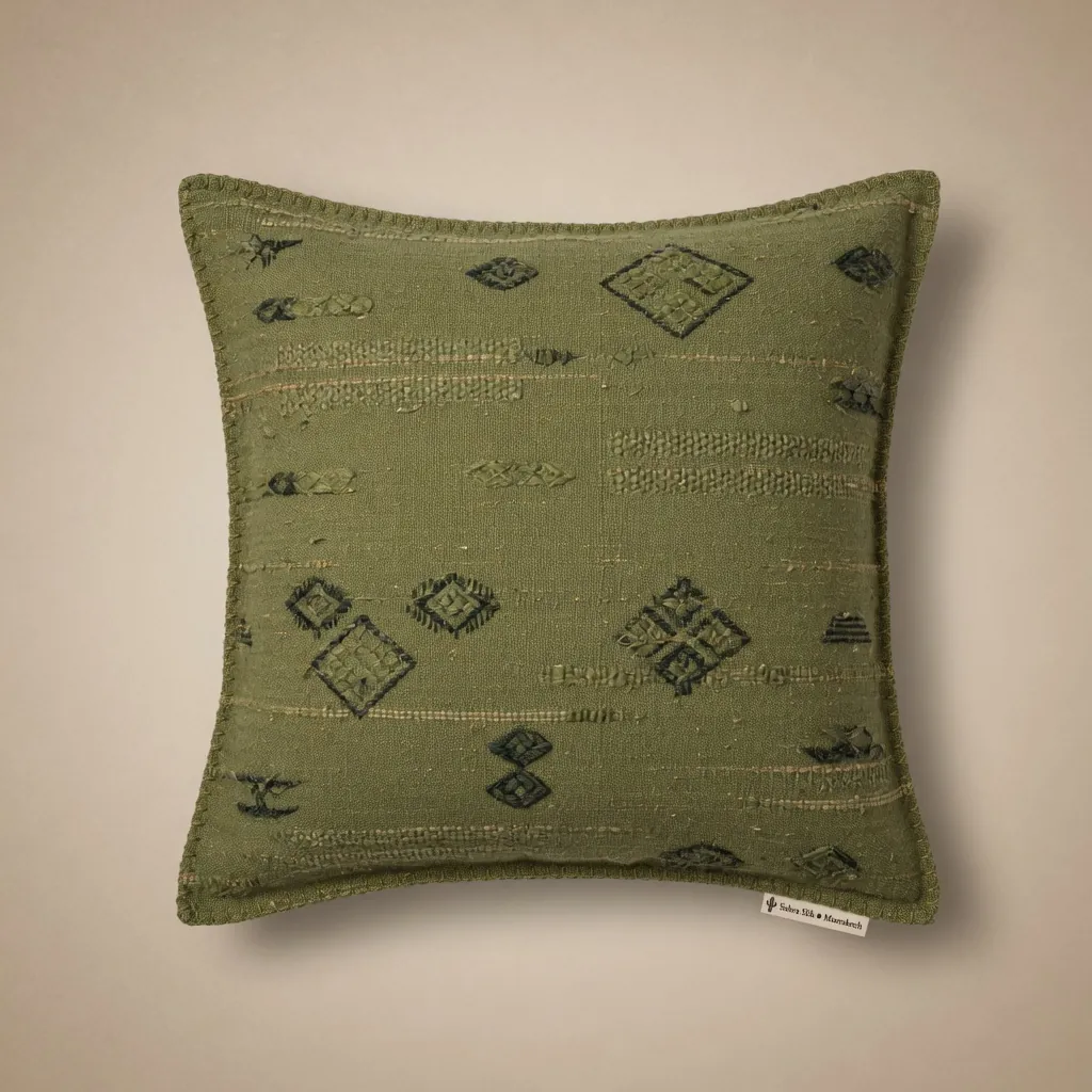 Cactus Silk Pillow Cover Olive — textiles in Cactus silk (sabra)