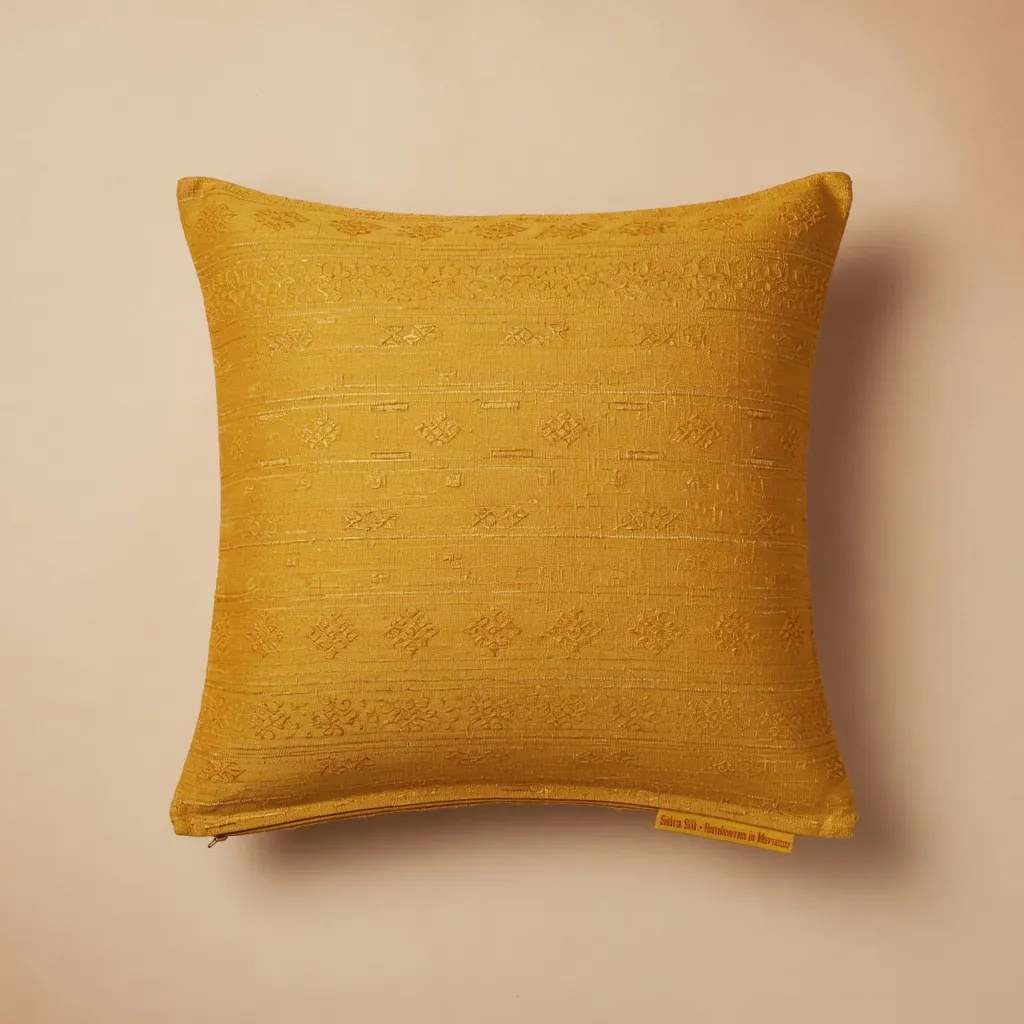 Cactus Silk Pillow Cover Saffron — textiles in Cactus silk (sabra)