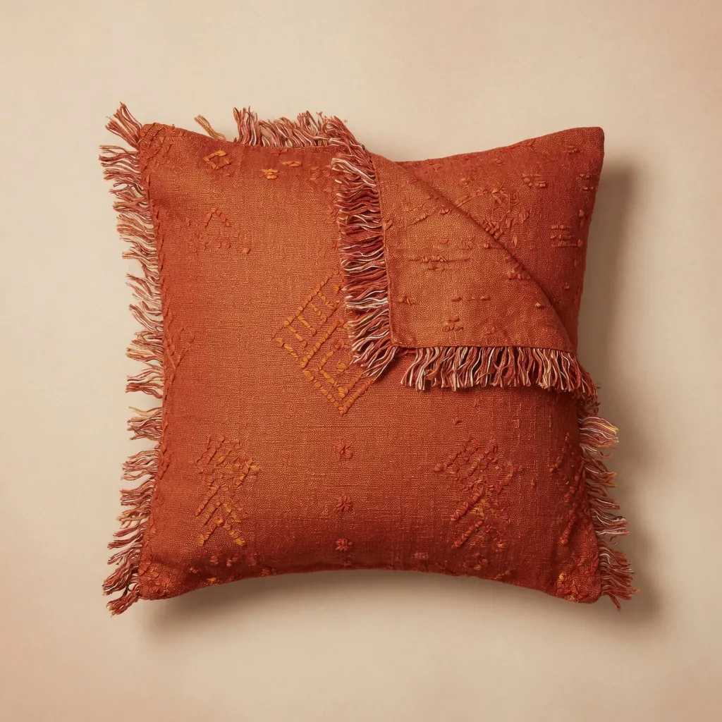 Cactus Silk Pillow Cover Terracotta — textiles in Cactus silk (sabra)