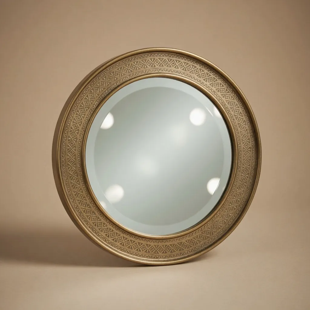Round Brass Wall Mirror — mirrors in Brass frame, glass