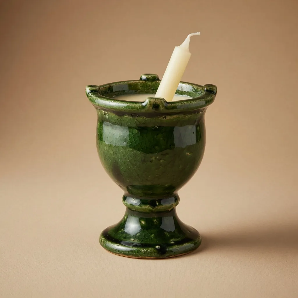 Tamegroute Candle Holder — ceramics in Ceramic, Tamegroute glaze