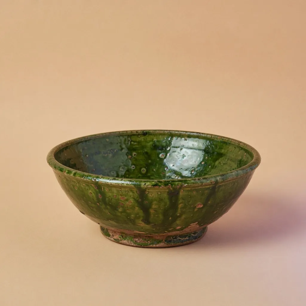Green Tamegroute Bowl — ceramics in Ceramic, Tamegroute glaze